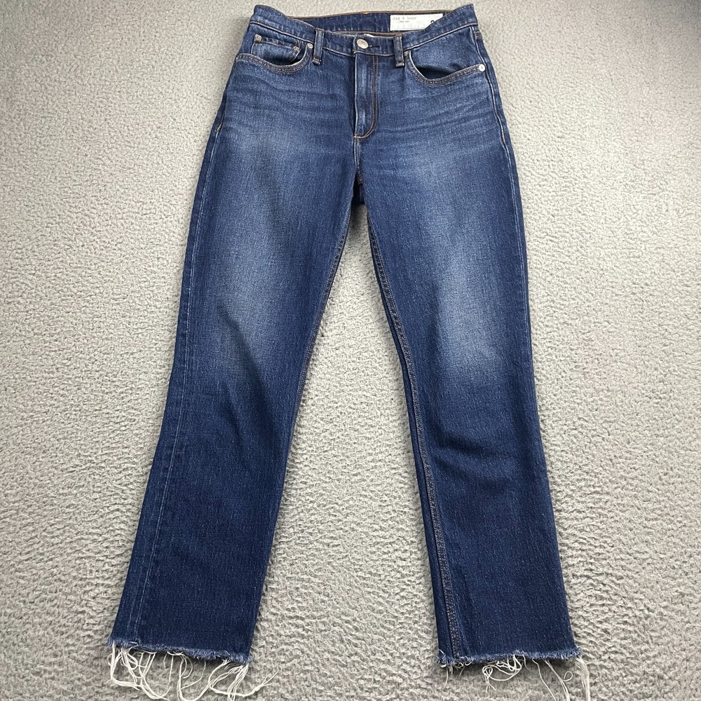 rag & bone Jeans Womens 26x26.5 Blue Wren High Rise Slim Straight Leg Denim